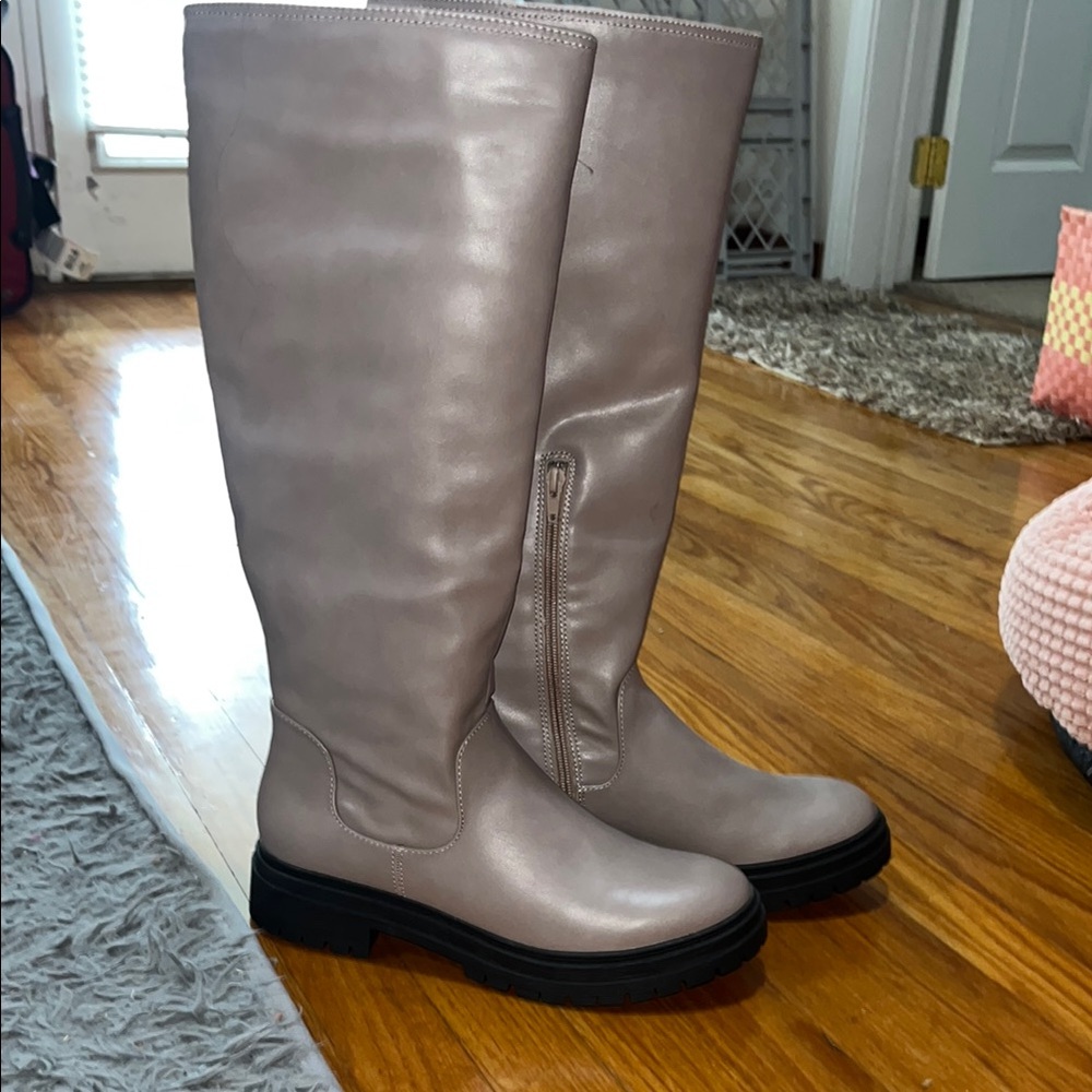 Just Fab Taupe Knee-High Boots Size 9